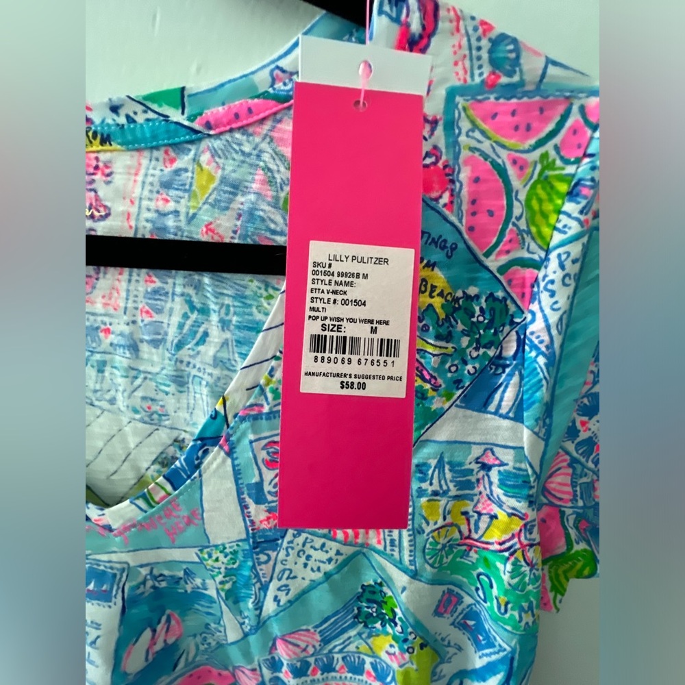 NWT Lilly Pulitzer Etta Top - Pop Up Wish You Were Here - Medium - Picture 2 of 3